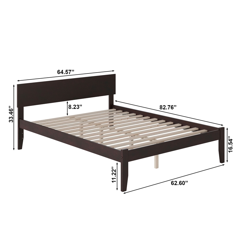 Orlando Queen Solid Wood Platform Bed in Espresso