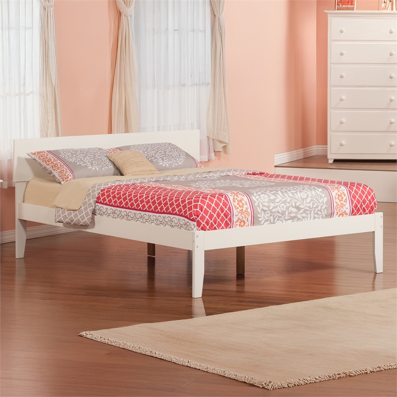 Orlando Queen Solid Wood Platform Bed in White