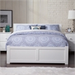 Orlando Queen Wood Platform Bed with Footboard and Storage Drawers in White