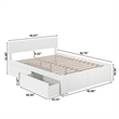 Orlando Queen Wood Platform Bed with Footboard and Storage Drawers in White