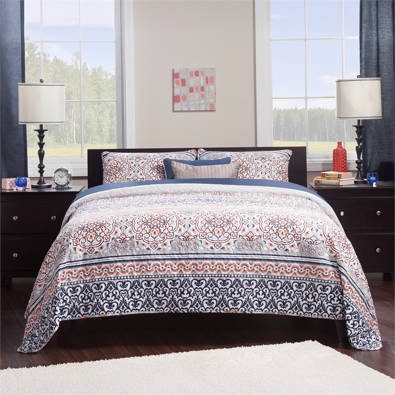 Orlando King Wood Platform Bed with Modern Panel Headboard in Espresso