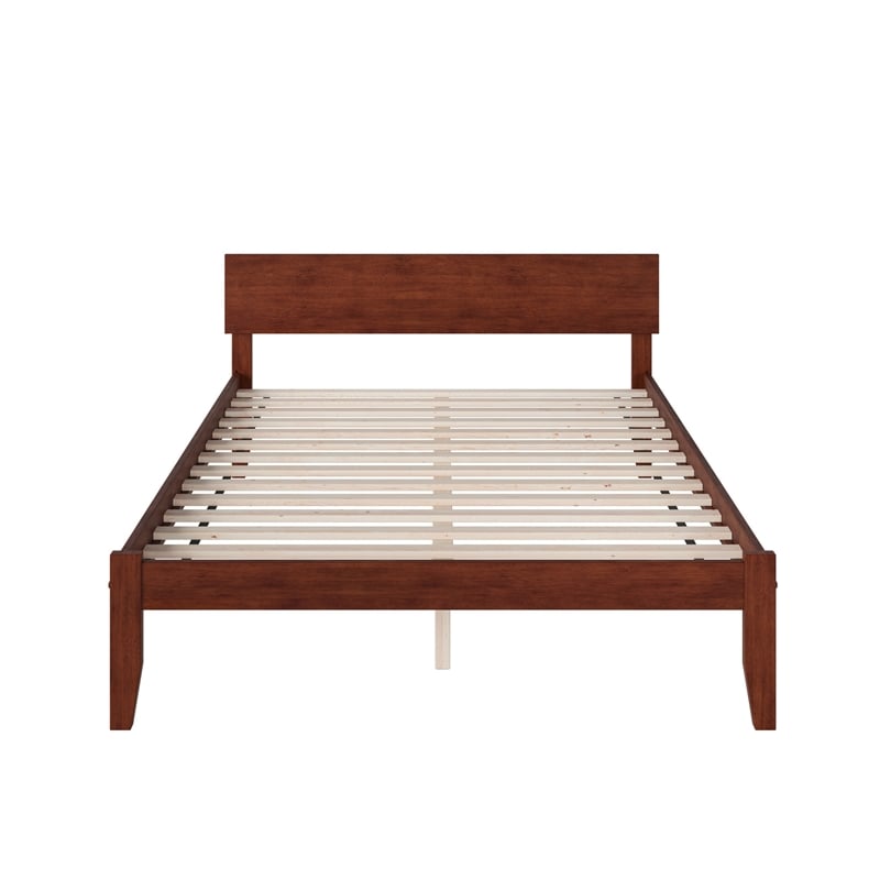 Orlando King Wood Platform Bed with Modern Panel Headboard in Walnut