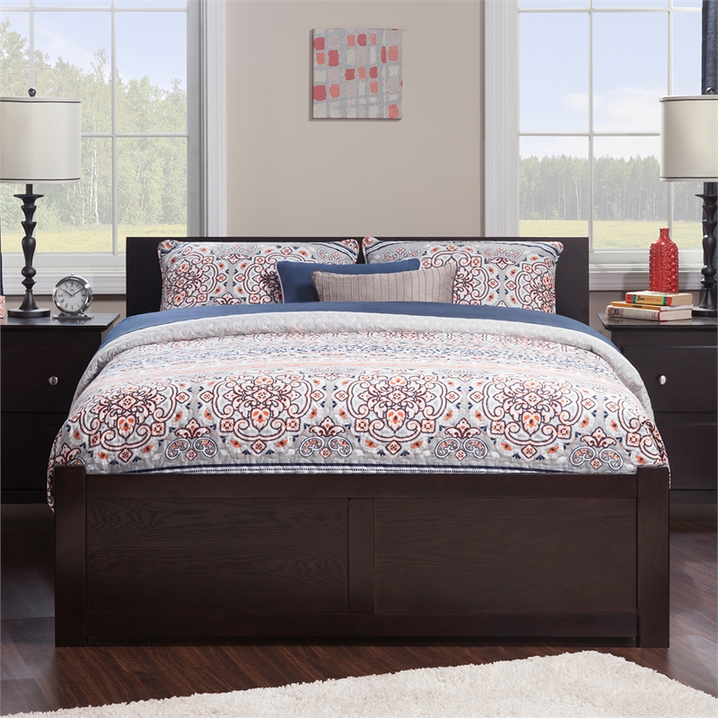 Orlando King Wood Platform Bed with Footboard and Storage Drawers in Espresso