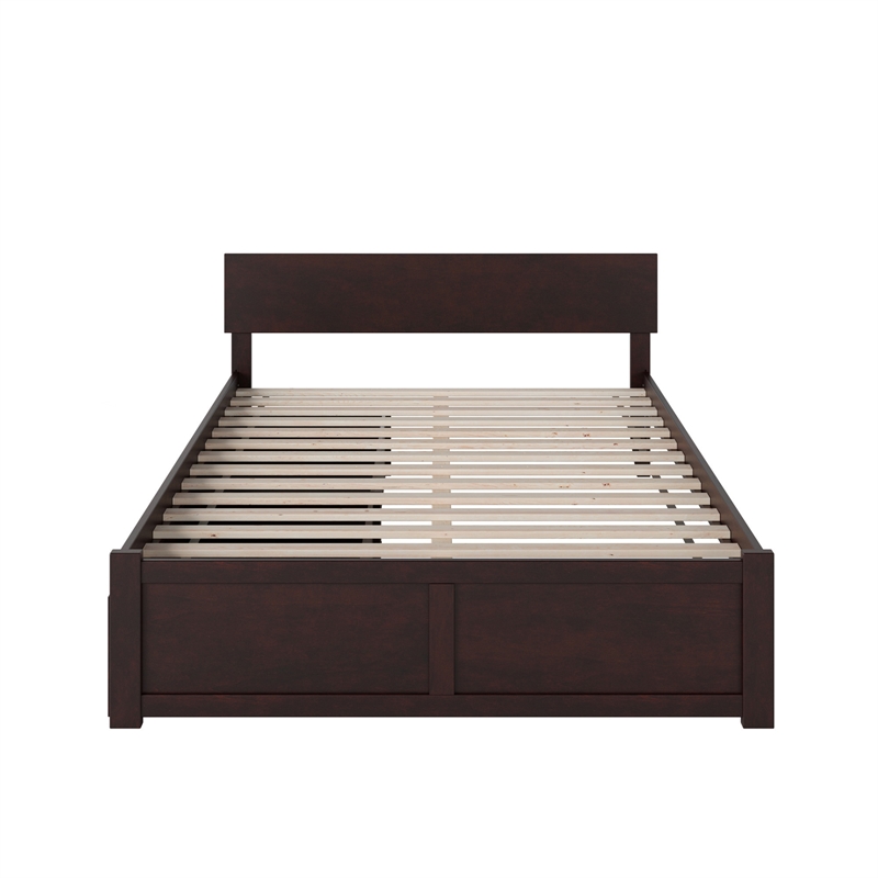 Orlando King Wood Platform Bed with Footboard and Storage Drawers in Espresso