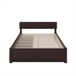 Orlando King Wood Platform Bed with Footboard and Storage Drawers in Espresso