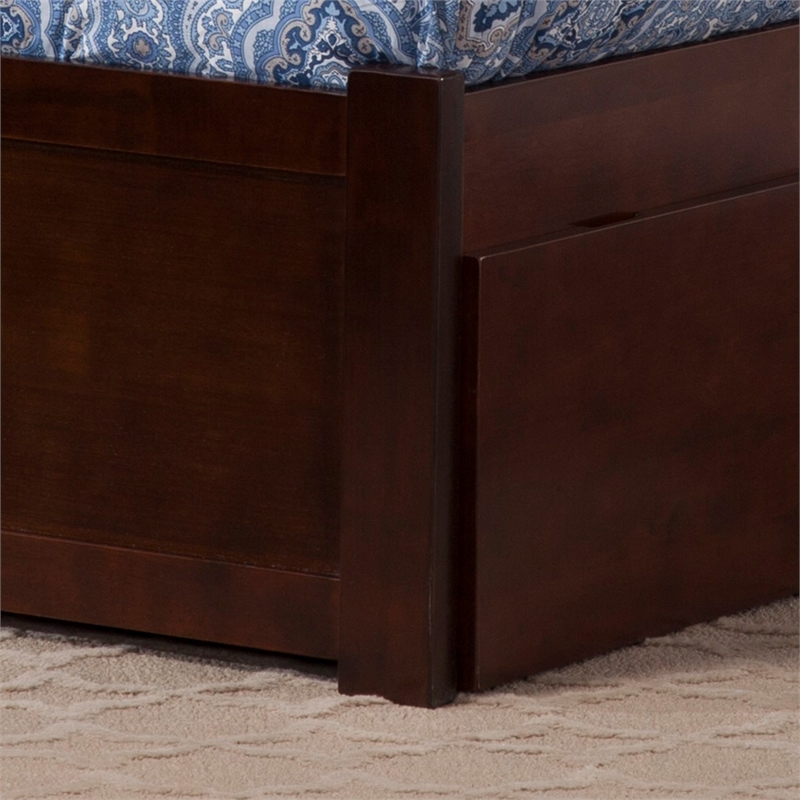 Orlando King Wood Platform Bed with Footboard and Storage Drawers in Walnut