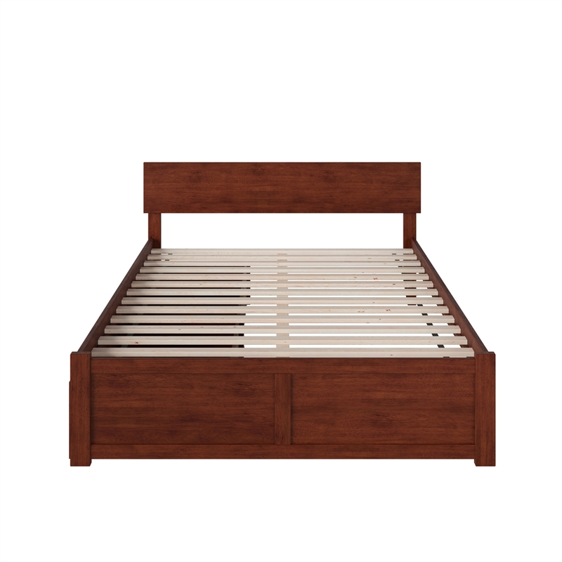 Orlando King Wood Platform Bed with Footboard and Storage Drawers in Walnut
