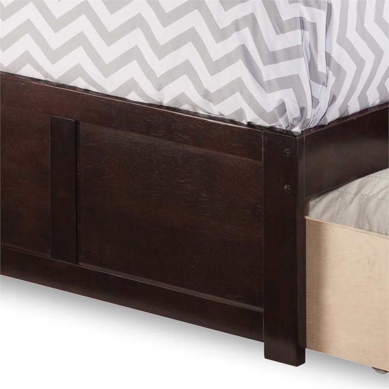 AFI Nantucket Twin XL Solid Wood Bed with Storage Drawers in Espresso