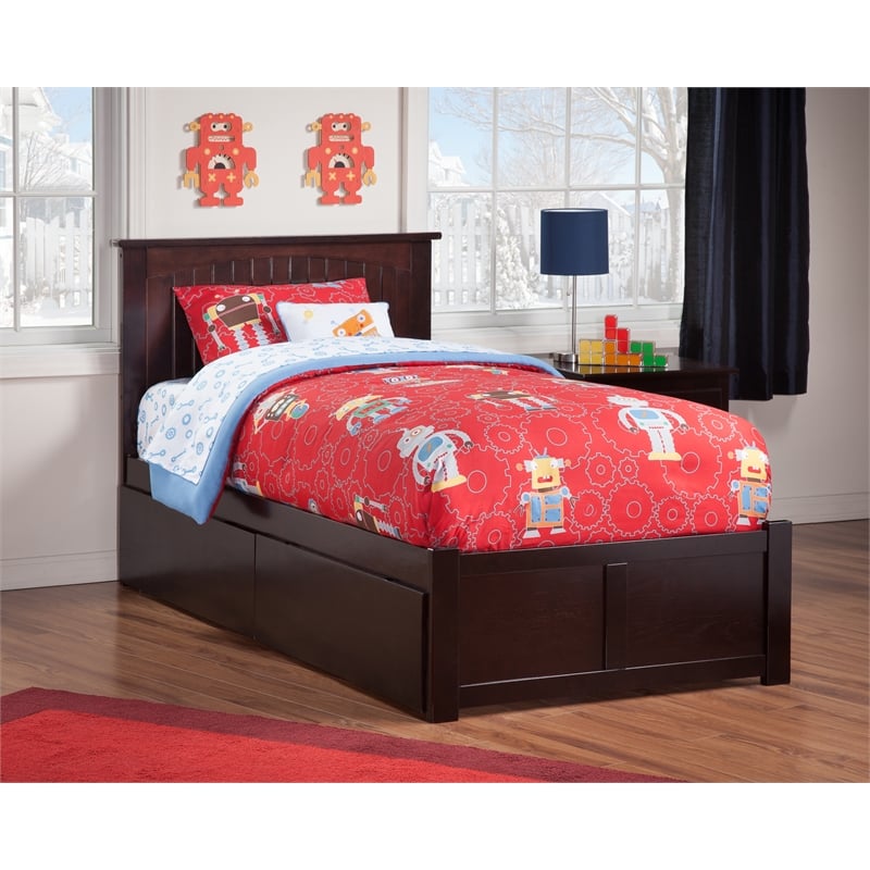 AFI Nantucket Twin XL Solid Wood Bed with Storage Drawers in Espresso