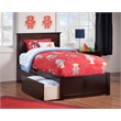 AFI Nantucket Twin XL Solid Wood Bed with Storage Drawers in Espresso