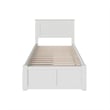 Nantucket Twin XL Wood Platform Bed with Footboard and Storage Drawers in White