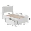 Nantucket Twin XL Wood Platform Bed with Footboard and Storage Drawers in White