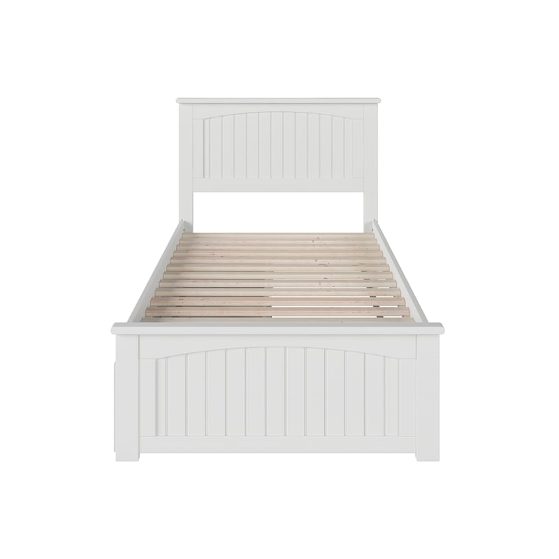 Nantucket Twin XL Wood Platform Bed with Matching Footboard & Drawers in White