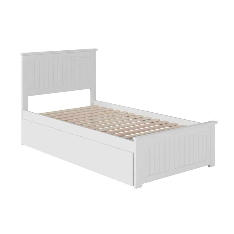 Nantucket Twin XL Wood Platform Bed with Matching Footboard & Drawers in White