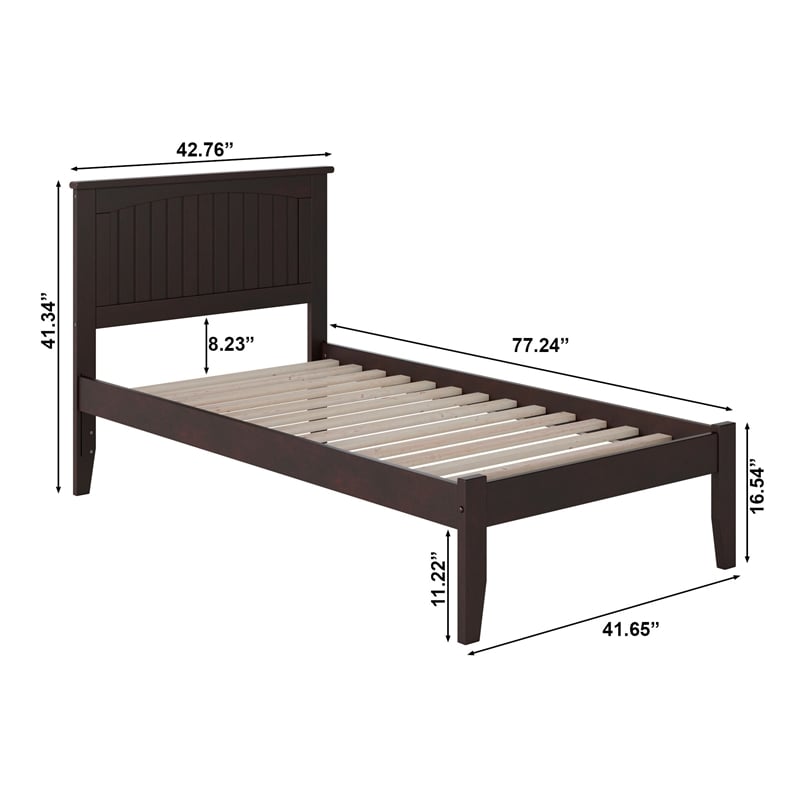 Nantucket Twin Solid Wood Platform Bed in Espresso