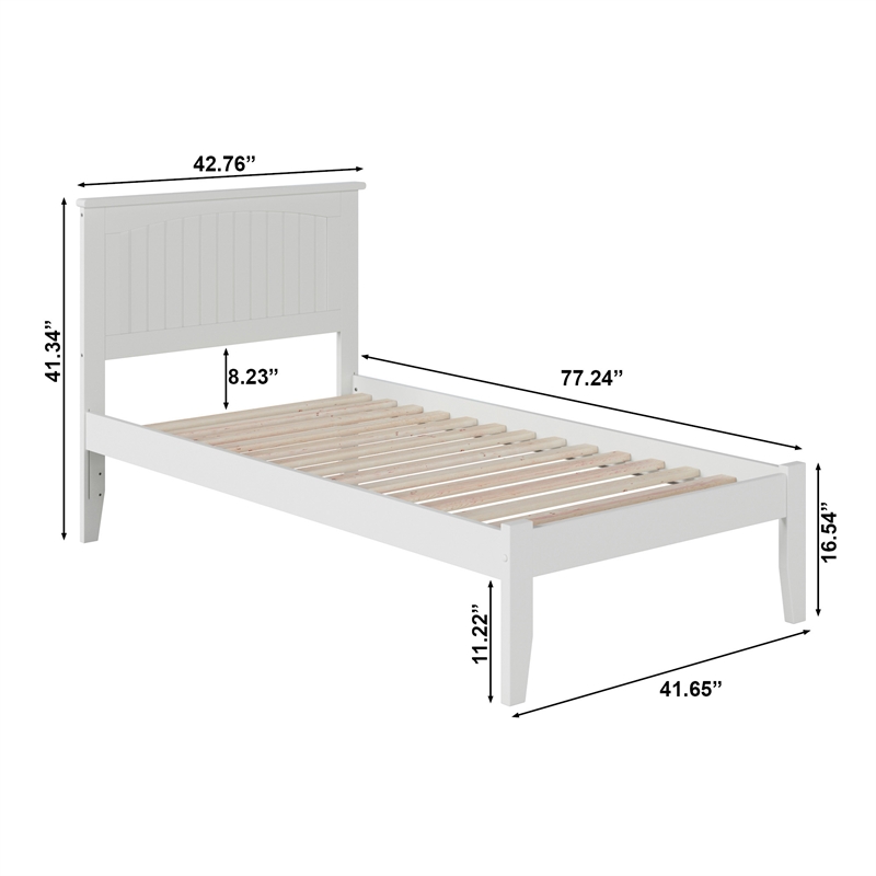 Nantucket Twin Solid Wood Platform Bed in White