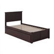 Nantucket Twin Wood Platform Bed with Footboard and Twin Trundle in Espresso