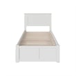 Nantucket Twin Wood Platform Bed with Footboard and Twin Trundle in White