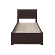 Nantucket Twin Wood Platform Bed with Footboard and Storage Drawers in Espresso
