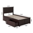 Nantucket Twin Wood Platform Bed with Footboard and Storage Drawers in Espresso