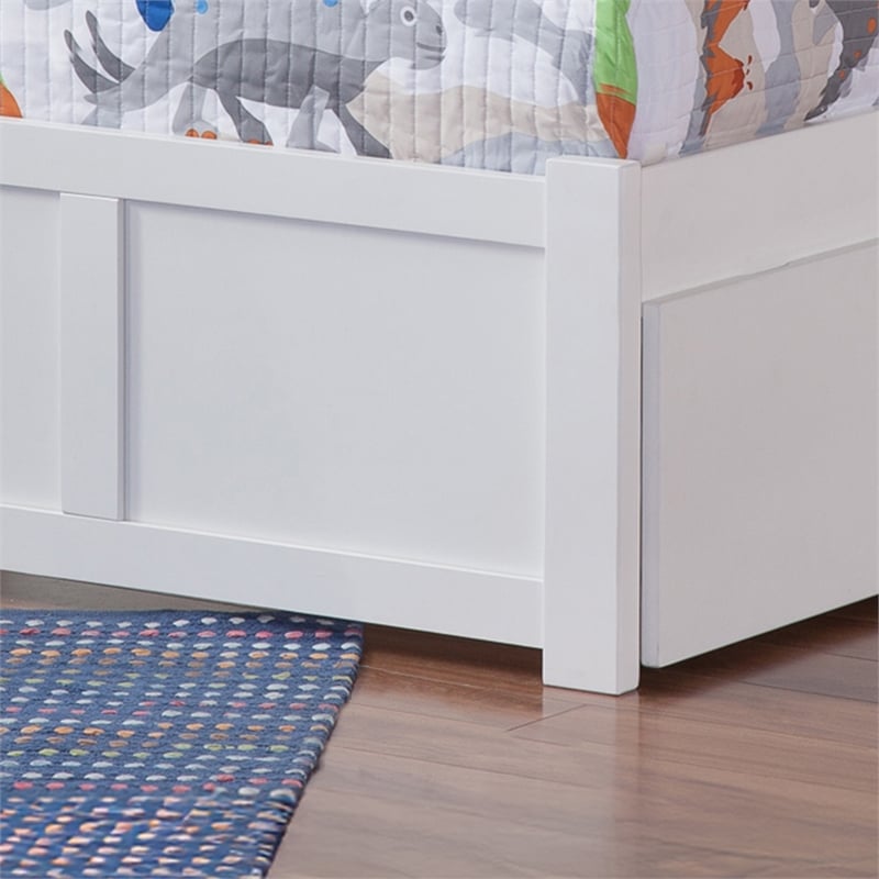 Nantucket Twin Wood Platform Bed with Footboard and Storage Drawers in White