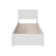 Nantucket Twin Wood Platform Bed with Footboard and Storage Drawers in White