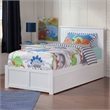 Nantucket Twin Wood Platform Bed with Footboard and Storage Drawers in White