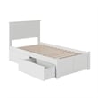 Nantucket Twin Wood Platform Bed with Footboard and Storage Drawers in White
