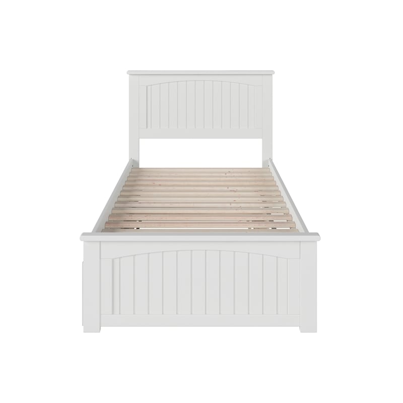 Nantucket Twin Platform Bed with Matching Footboard and Twin Trundle in White