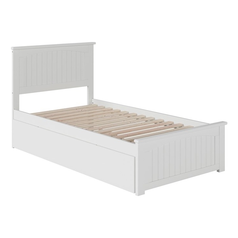 AFI Nantucket Solid Wood Twin Platform Bed with Twin Trundle in White