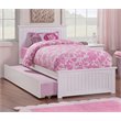 AFI Nantucket Solid Wood Twin Platform Bed with Twin Trundle in White