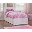 Nantucket Twin Wood Platform Bed with Matching Footboard and Drawers in White