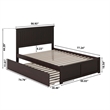 Nantucket Full Wood Platform Bed with Footboard and Twin Trundle in Espresso