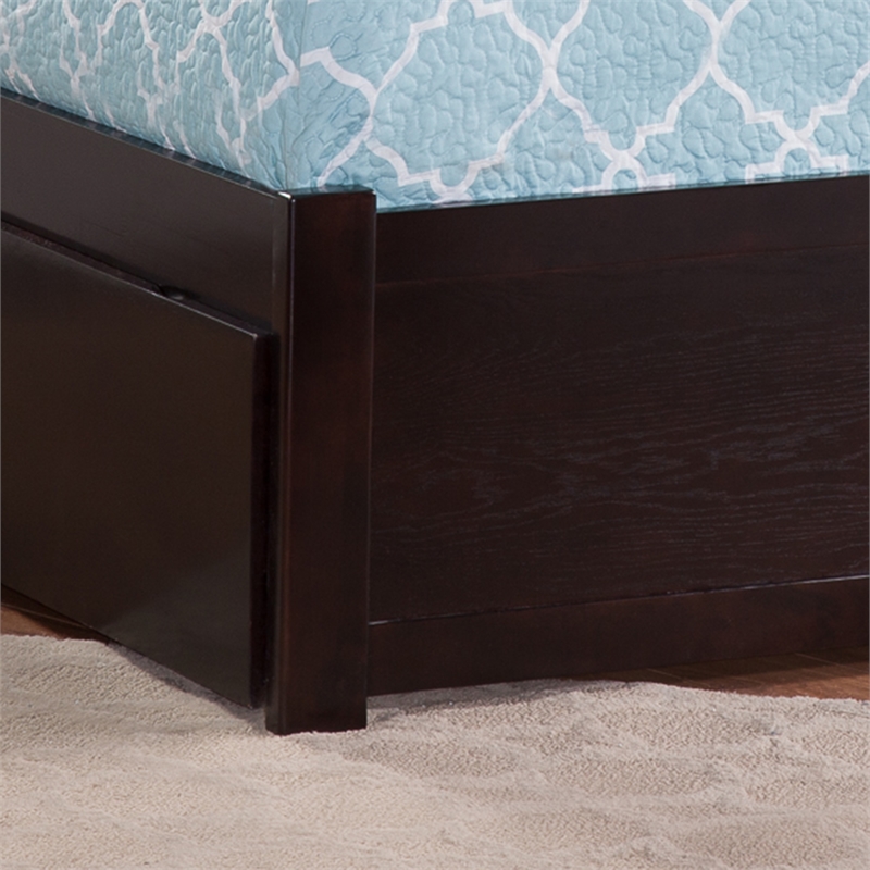 Nantucket Full Wood Platform Bed with Footboard and Twin Trundle in Espresso