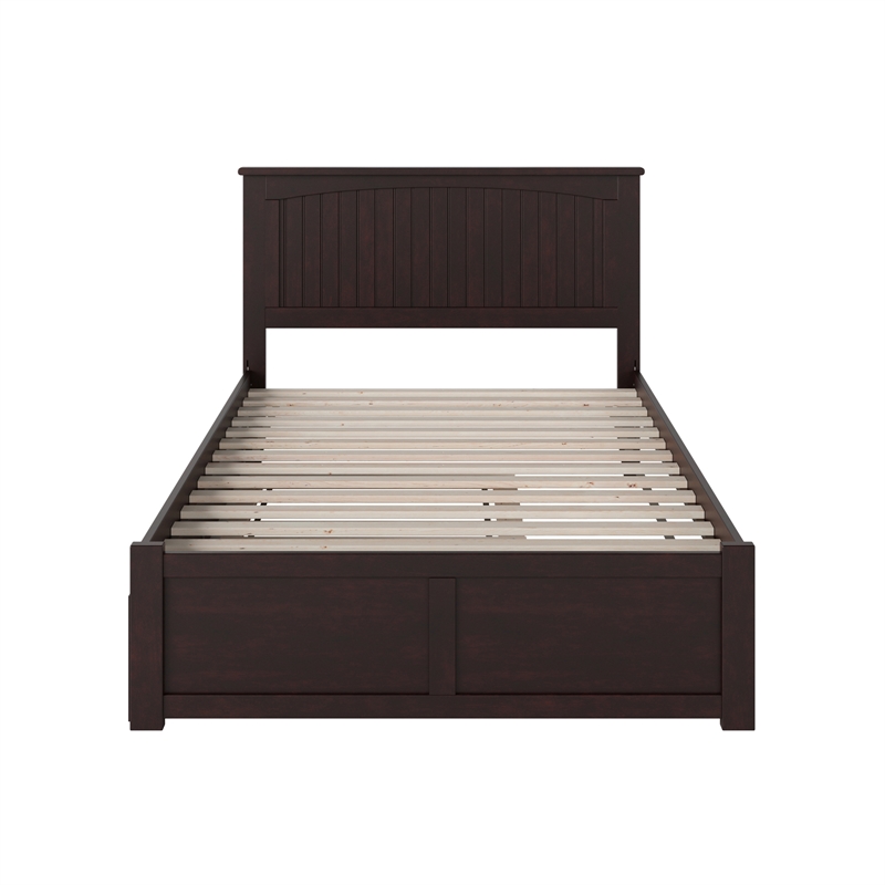 Nantucket Full Wood Platform Bed with Footboard and Twin Trundle in Espresso