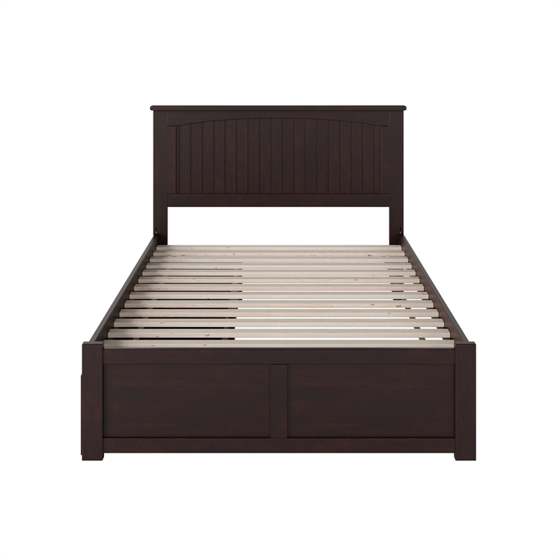 Nantucket Full Wood Platform Bed with Footboard and Storage Drawers in Espresso