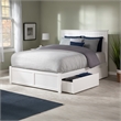 Nantucket Full Wood Platform Bed with Footboard and Storage Drawers in White