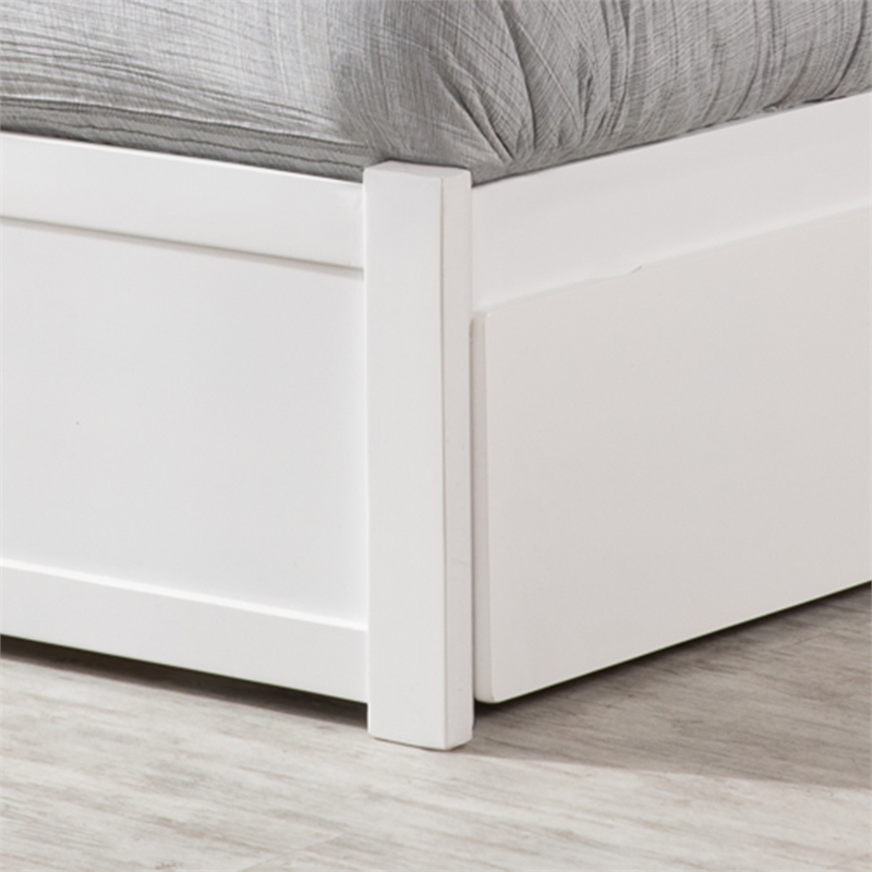 Nantucket Full Wood Platform Bed with Footboard and Storage Drawers in White