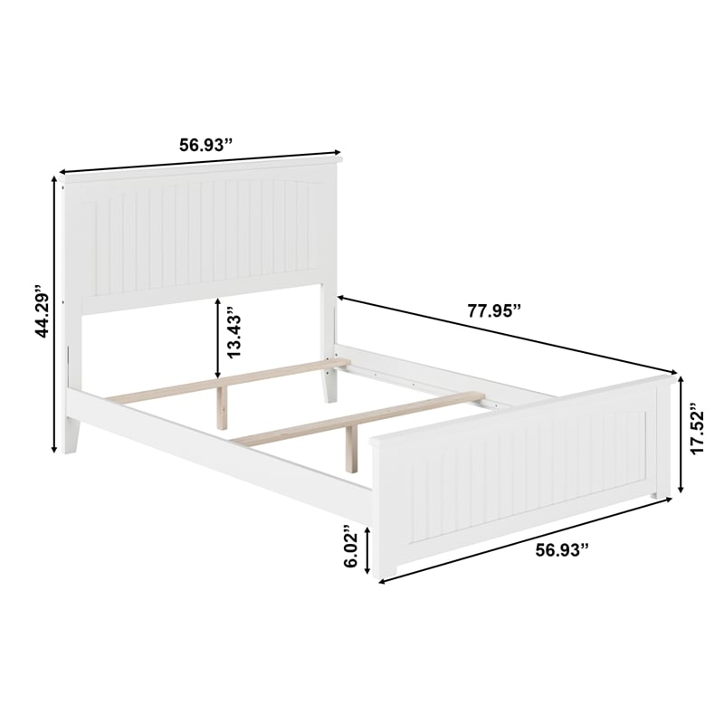 Nantucket Full Wood Foundation Bed with Matching Footboard in White