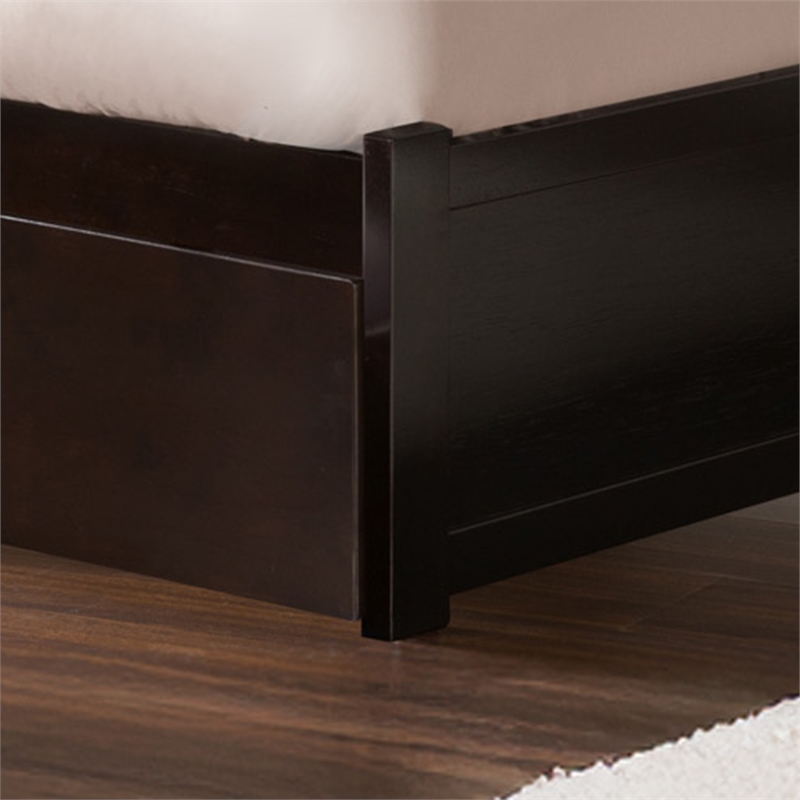 Nantucket Queen Wood Platform Bed with Footboard and Storage Drawers in Espresso