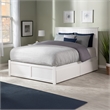 Nantucket Queen Wood Platform Bed with Footboard and Storage Drawers in White
