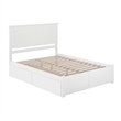 Nantucket Queen Wood Platform Bed with Footboard and Storage Drawers in White