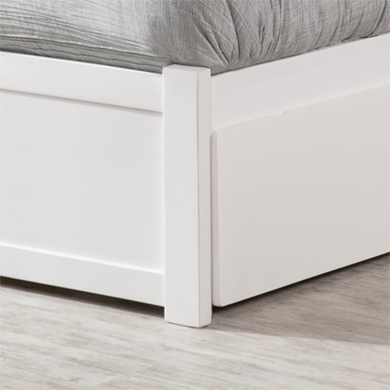 Nantucket King Wood Platform Bed with Footboard and Storage Drawers in White
