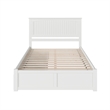 Nantucket King Wood Platform Bed with Footboard and Storage Drawers in White