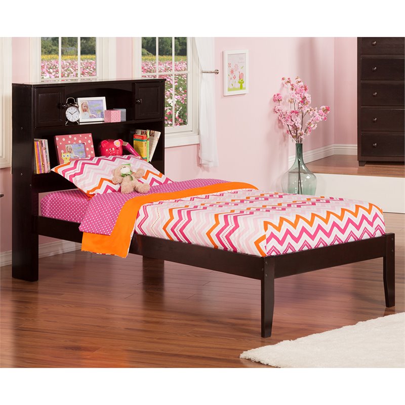 AFI Newport Twin XL Solid Wood Platform Bookcase Bed in Espresso