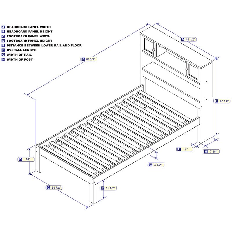 AFI Newport Twin XL Solid Wood Platform Bookcase Bed in Espresso