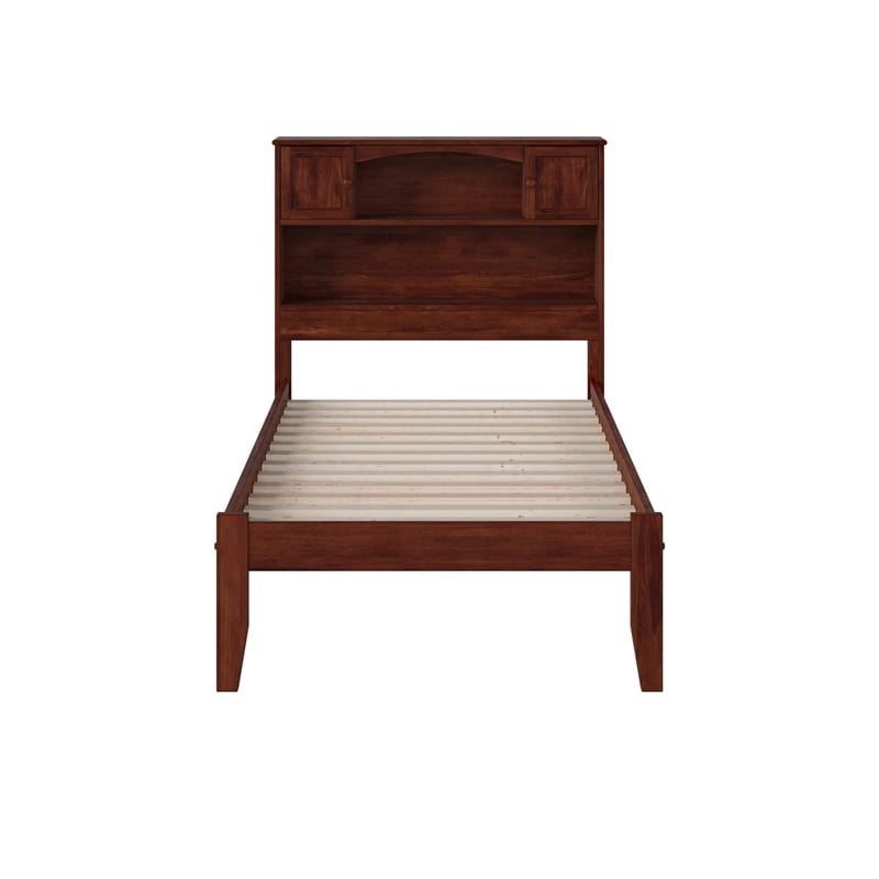 AFI Newport Twin XL Solid Wood Platform Bookcase Bed in Walnut