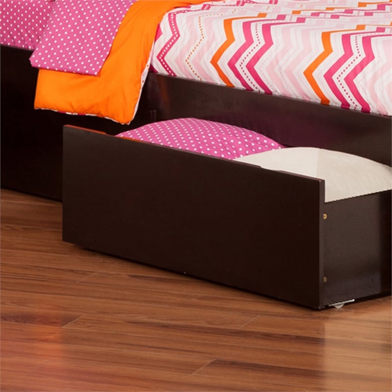 AFI Newport Twin XL Solid Wood Bed with Storage Drawers in Espresso