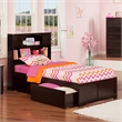 AFI Newport Twin XL Solid Wood Bed with Storage Drawers in Espresso