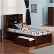 AFI Newport Twin XL Solid Wood Bed with Storage Drawers in Walnut